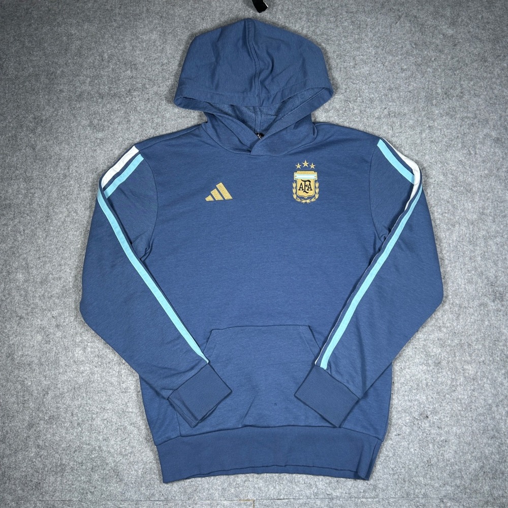 Adidas Hoodie Men XL Blue Argentina AFA 3-Star Soccer World Cup Pullover